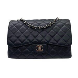 Chanel Classic Caviar Jumbo Single Flap CF Black GHW (13***96) cc419